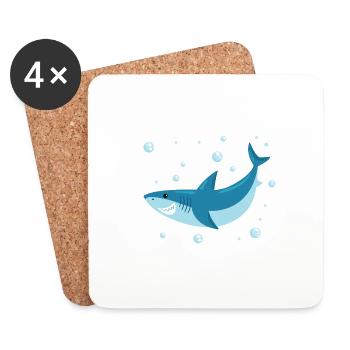 Cool Shark Squad with Surfboard Summer Vibes - Coasters (set of 4) - white - Front