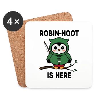 Robin Hoot Funny - Coasters (set of 4) - white - Front