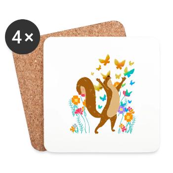 Papillons Insectes Écureuil Écureuil Enfant - Dessous de verre (lot de 4) - blanc - Devant