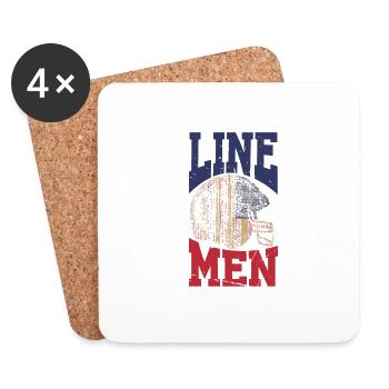 Linemen pour les fans de football - Dessous de verre (lot de 4) - blanc - Devant