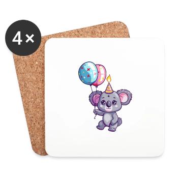 Bande dessinée d’anniversaire Koala - Dessous de verre (lot de 4) - blanc - Devant