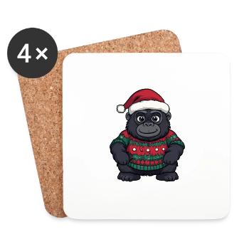 Gorilla Christmas - Coasters (set of 4) - white - Front