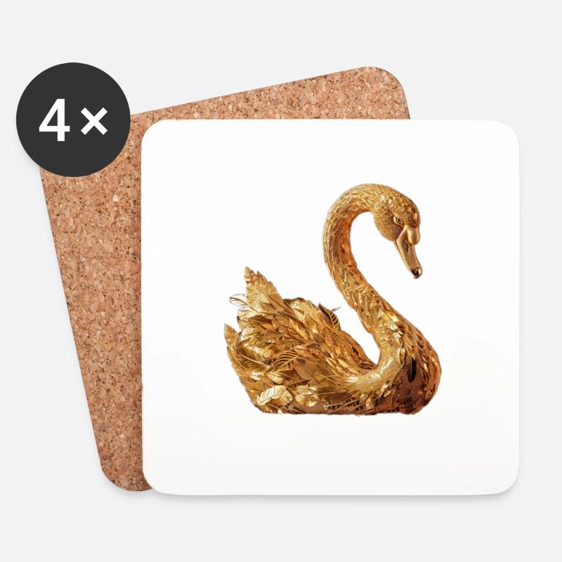 Schwan - Untersetzer (4er-Set) - Weiß