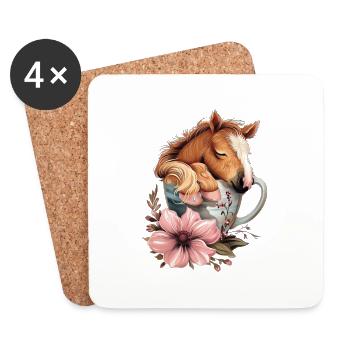 Cheval - Dessous de verre (lot de 4) - blanc - Devant