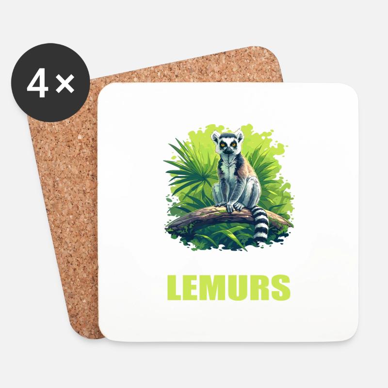 Lemuren Lemurs Lemur - Untersetzer (4er-Set) - Weiß