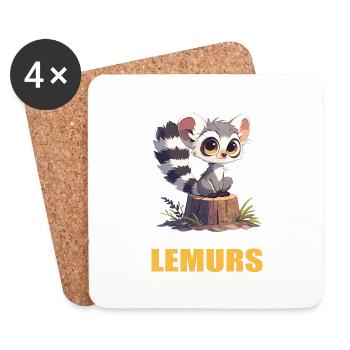 Lémuren Lémuriens Lémurien - Dessous de verre (lot de 4) - blanc - Devant