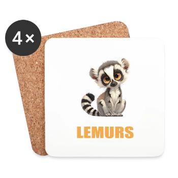 Lémuren Lémuriens Lémurien - Dessous de verre (lot de 4) - blanc - Devant