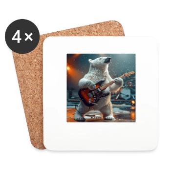 ours blanc - Dessous de verre (lot de 4) - blanc - Devant