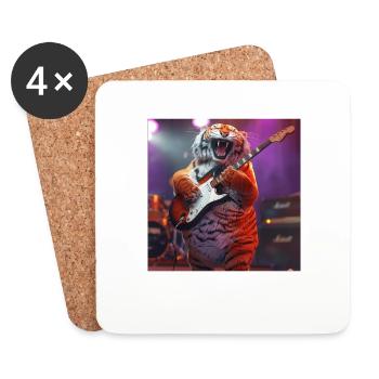 Tigre - Dessous de verre (lot de 4) - blanc - Devant