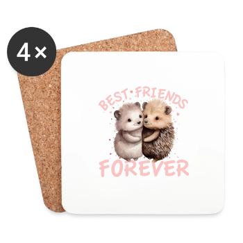 Freunde für immer Igel Duo Friends Forever Hedgeh - Untersetzer (4er-Set) - Weiß - Vorne