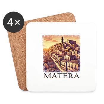 Matera, Italie, Vacances, Coucher de soleil Sud - Dessous de verre (lot de 4) - blanc - Devant