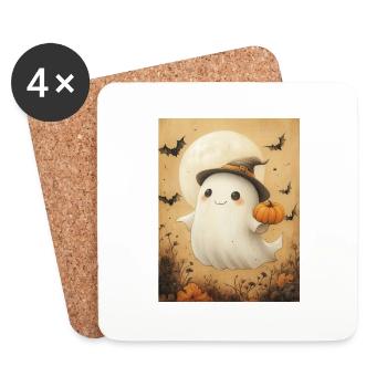 Cadeau d’Halloween Femmes Hommes Enfants Décoration - Dessous de verre (lot de 4) - blanc - Devant