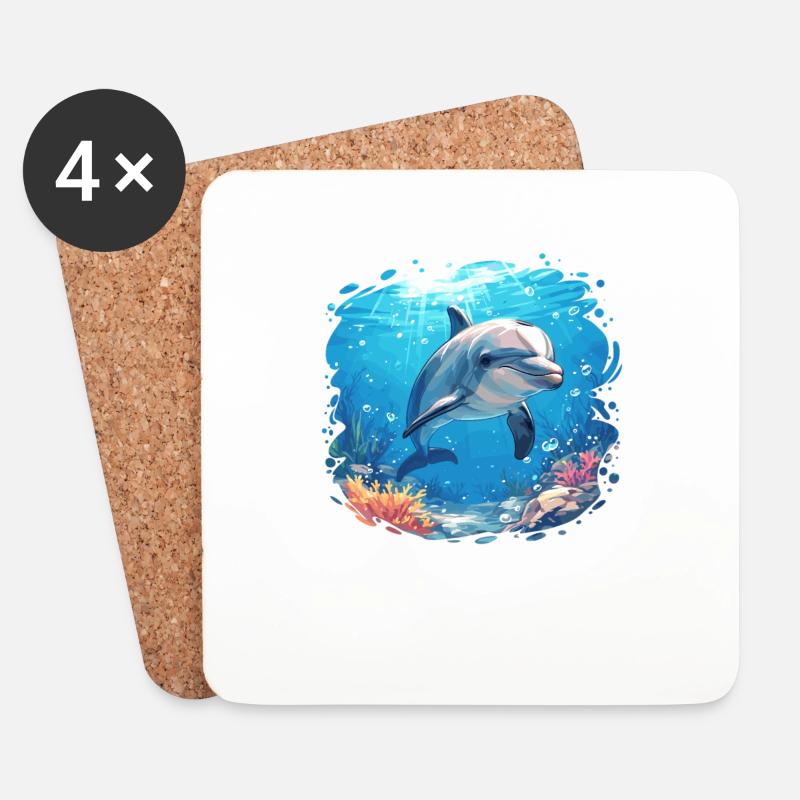 Dolphin Delfine Delfin - Untersetzer (4er-Set) - Weiß