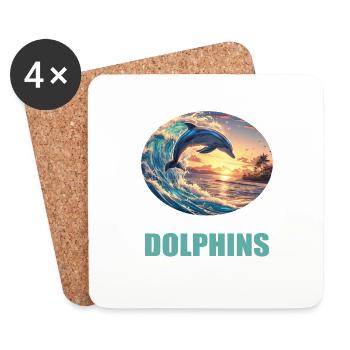 Dolphin Delfine Delfin - Untersetzer (4er-Set) - Weiß - Vorne