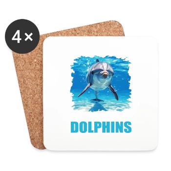 Dolphin Delfine Delfin - Untersetzer (4er-Set) - Weiß - Vorne