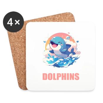 Dolphin Delfine Delfin - Untersetzer (4er-Set) - Weiß - Vorne
