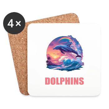 Dolphin Dolphins Dolphin - Coasters (set of 4) - white - Front