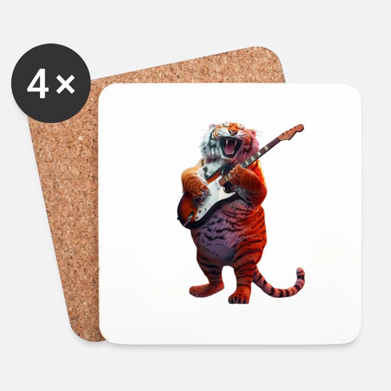 Tiger - Untersetzer (4er-Set) - Weiß