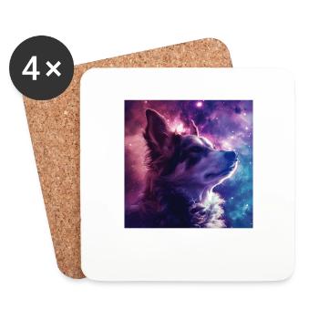 Chien - Dessous de verre (lot de 4) - blanc - Devant