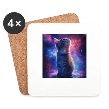 Katze - Untersetzer (4er-Set) - Weiß - Vorne