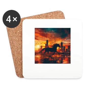 Cheval - Dessous de verre (lot de 4) - blanc - Devant