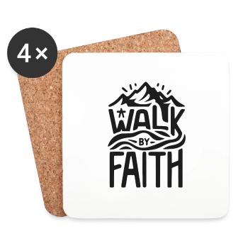 Marcher par la foi - Dessous de verre (lot de 4) - blanc - Devant