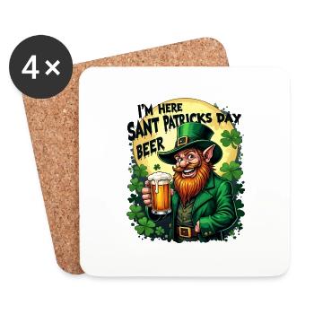 St. Patrick`s Day Beer Leprechaun Kobold Bier - Untersetzer (4er-Set) - Weiß - Vorne