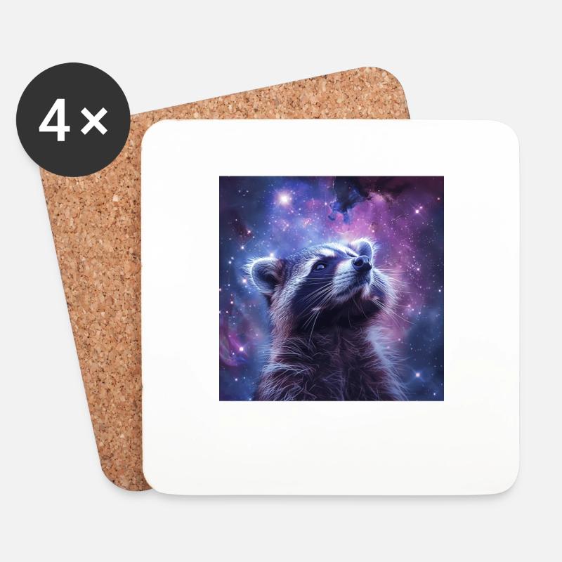 Waschbär - Untersetzer (4er-Set) - Weiß