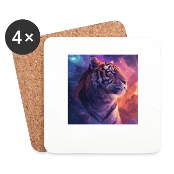 Tigre - Dessous de verre (lot de 4) - blanc - Devant