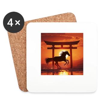 Cheval - Dessous de verre (lot de 4) - blanc - Devant