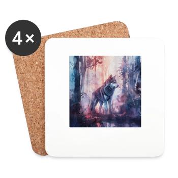 Chien - Dessous de verre (lot de 4) - blanc - Devant