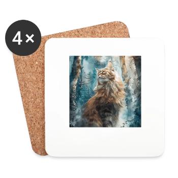 Katze - Untersetzer (4er-Set) - Weiß - Vorne