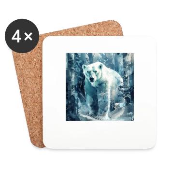 Ours blanc - Dessous de verre (lot de 4) - blanc - Devant