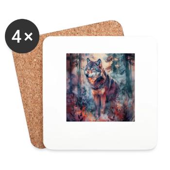 Wolf - Untersetzer (4er-Set) - Weiß - Vorne