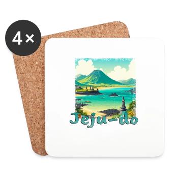 Jeju Insel Korea Sommer Urlaub Strand Grunge - Untersetzer (4er-Set) - Weiß - Vorne