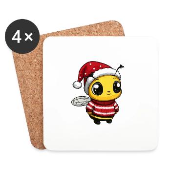 Biene Weihnachten - Untersetzer (4er-Set) - Weiß - Vorne