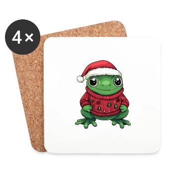 Grenouille Noël - Dessous de verre (lot de 4) - blanc - Devant