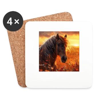 Pferd - Untersetzer (4er-Set) - Weiß - Vorne