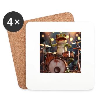 Grenouille - Dessous de verre (lot de 4) - blanc - Devant