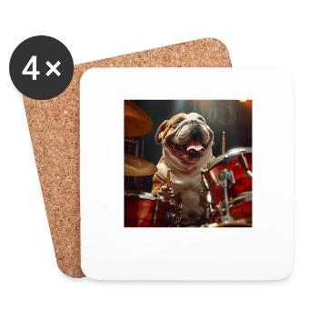 Chien - Dessous de verre (lot de 4) - blanc - Devant