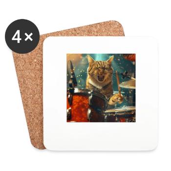 Katze - Untersetzer (4er-Set) - Weiß - Vorne