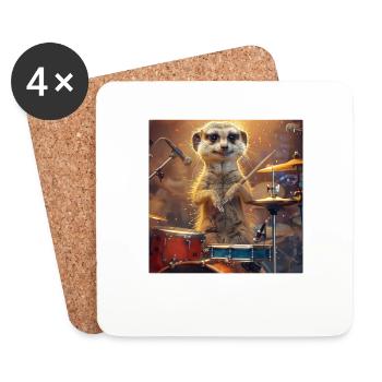 Suricate - Dessous de verre (lot de 4) - blanc - Devant