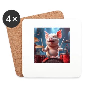 Cochon - Dessous de verre (lot de 4) - blanc - Devant