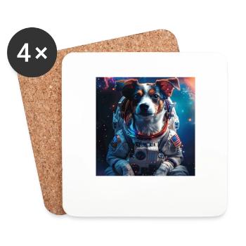 Chien - Dessous de verre (lot de 4) - blanc - Devant