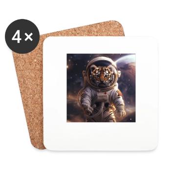 Tigre - Dessous de verre (lot de 4) - blanc - Devant