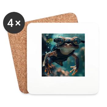 Grenouille - Dessous de verre (lot de 4) - blanc - Devant