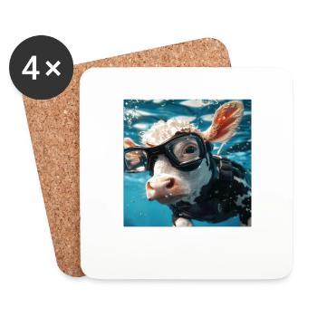 Vache - Dessous de verre (lot de 4) - blanc - Devant