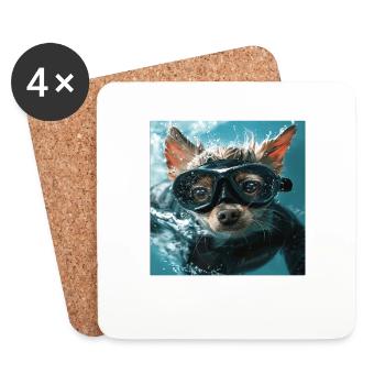 Chien - Dessous de verre (lot de 4) - blanc - Devant