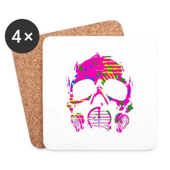 Masque à gaz camouflage rose arc-en-ciel - Dessous de verre (lot de 4) - blanc - Devant