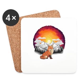 Nature Fox Foxes Mountains Mountains Vixen - Coasters (set of 4) - white - Front